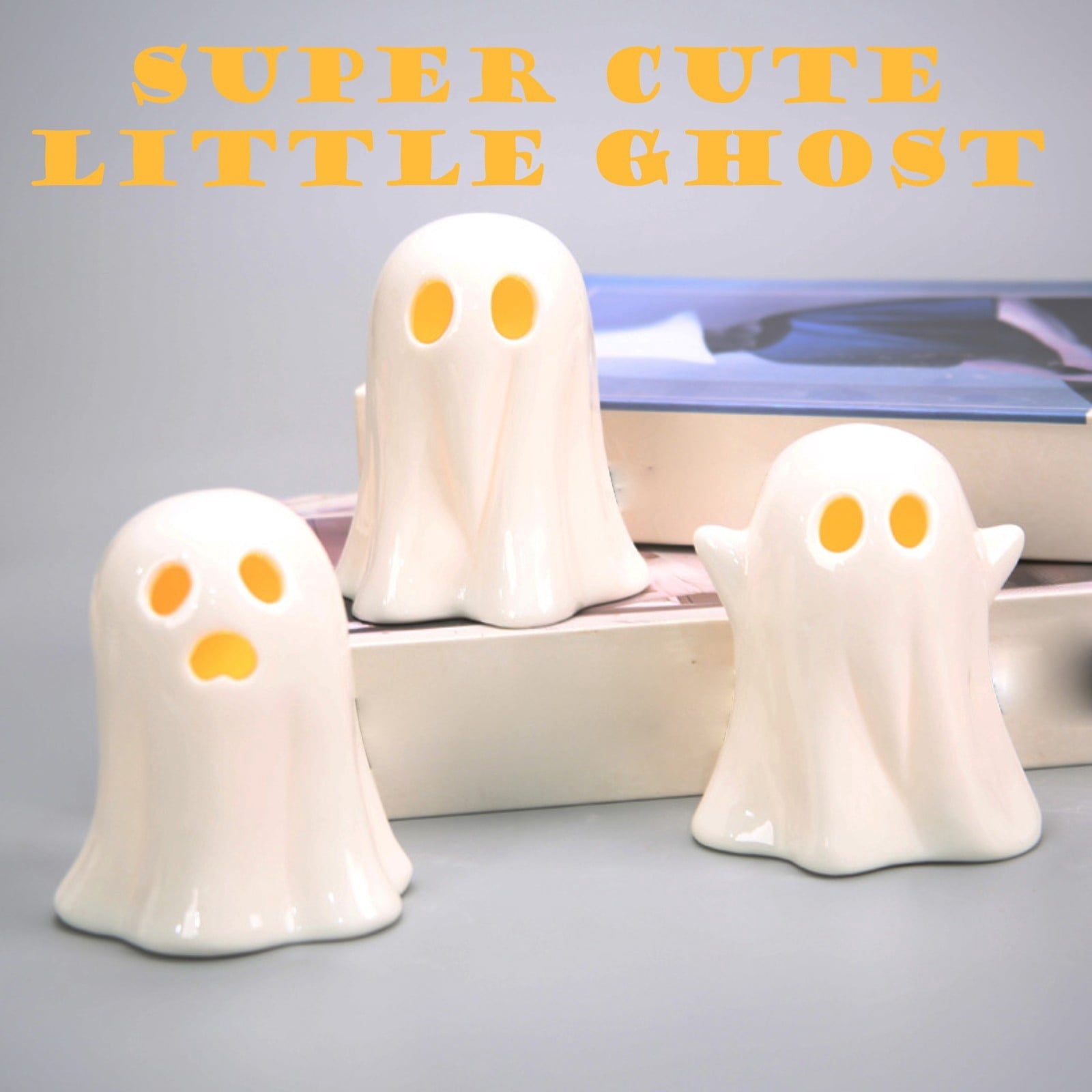 Spooksy™ 3 Pcs Halloween Spooky Ghost Ornaments â?? Warm Glow with Eerie Eyes, Halloween Decorations for Snack Tables, Dessert Stations & Halloween Party Setups â?? perfect for Costume Parties with spooky setups