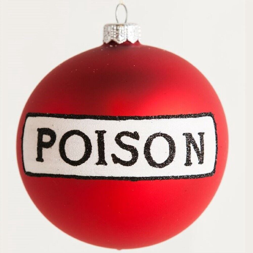 Spooksy™ Poison Skull and Crossbones Red Polish Glass Ball Halloween Ornament Made Poland by Thomas Glenn