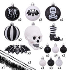 Spooksy™ Halloween Skeleton Black and White Ornament Set