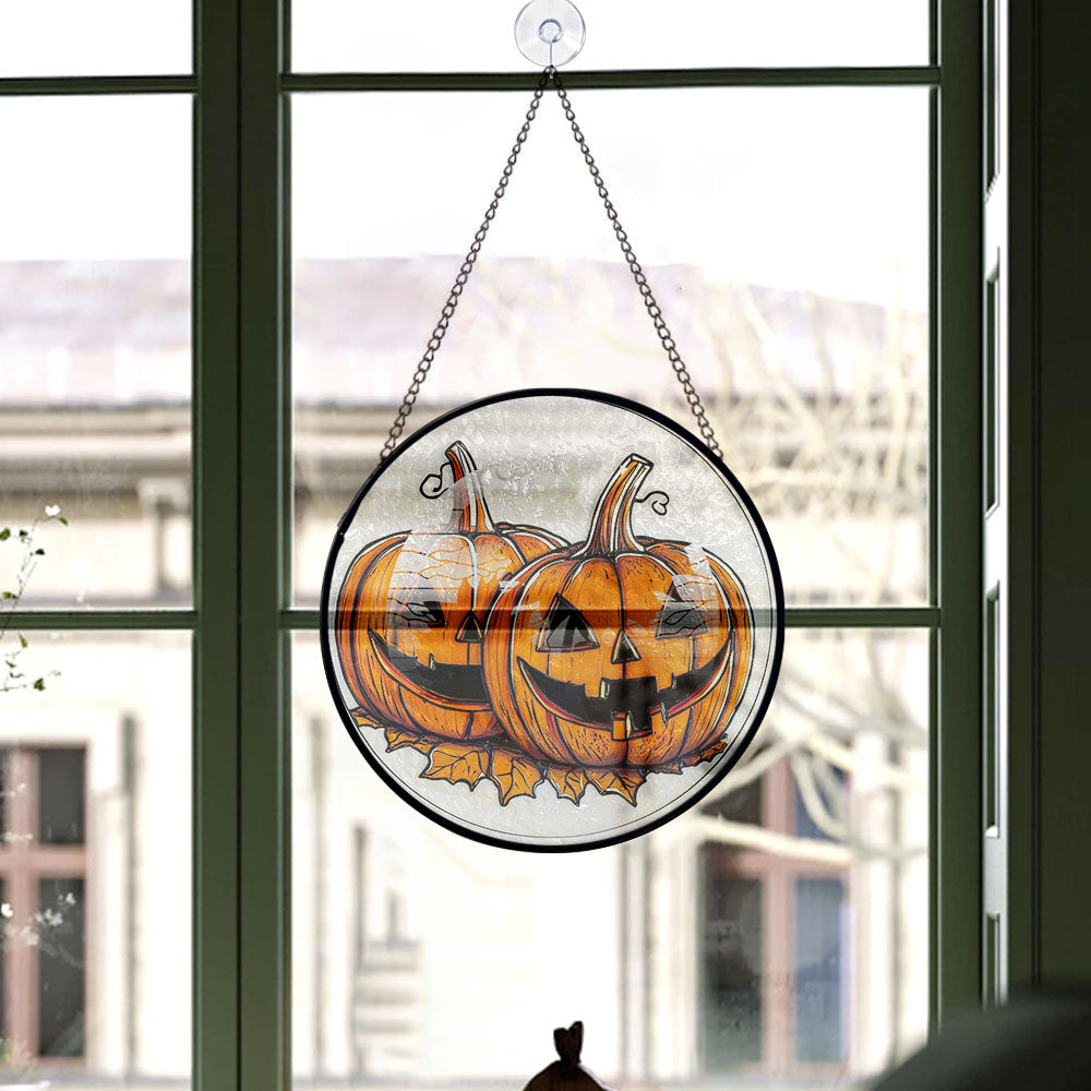 Spooksy™ Hobby Christmas Gift - Halloween Evil Pumpkin Monster Spookys Christmas Stained Glass Hanging Ornament - Modern Tree Decor, Christmas Gift for Mom, Dad, Friends, Family