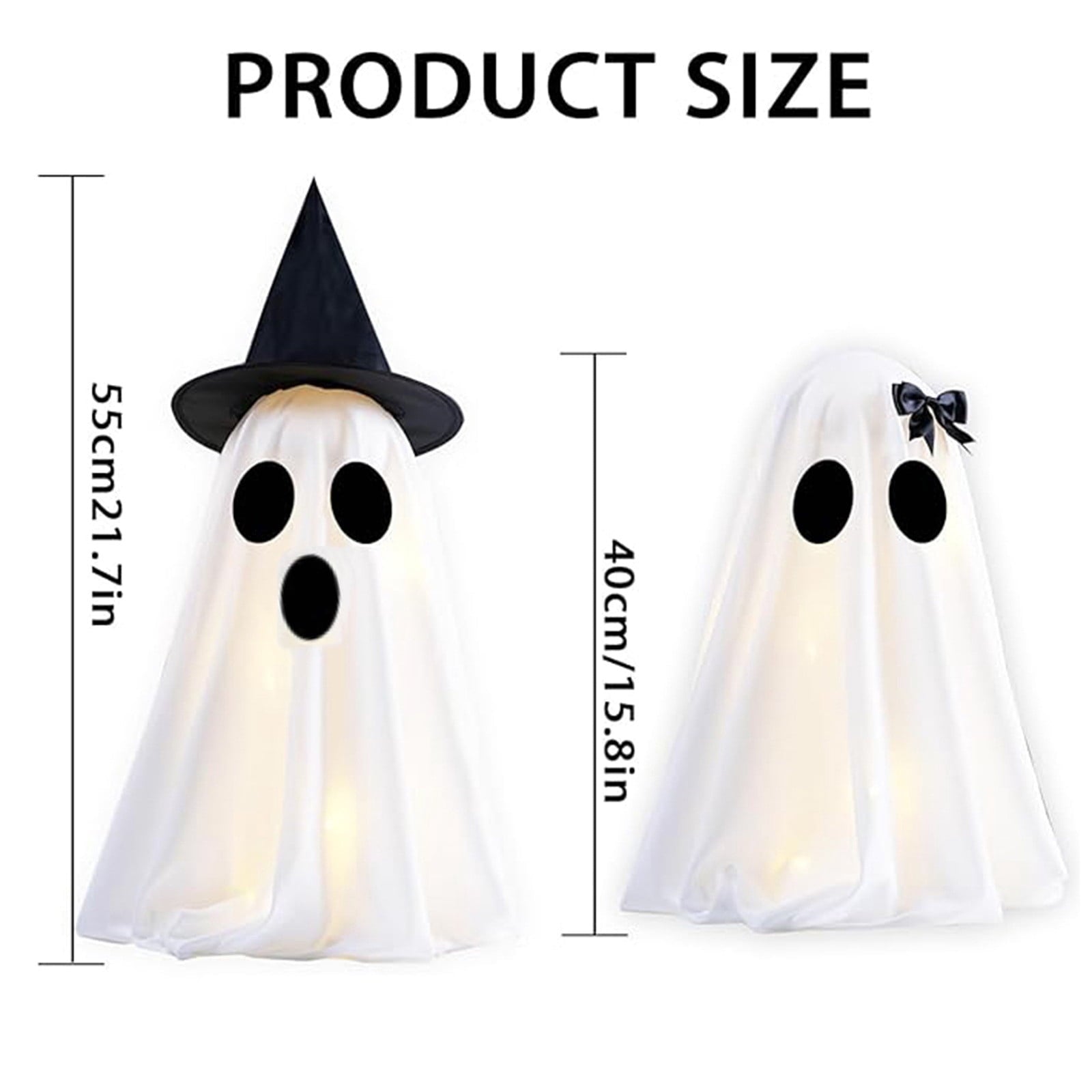 Spooksy™ 2PCS Halloween Ghost Light Set Decoration, Cute Ghost Light up for Home Halloween Party Tabletop Kitchen Counter Fireplace Mantle Decoration