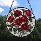 Spooksy™ Christmas Gift Box - Valentine Rose Halloween Christmas Stained Glass Hanging Ornament - Holly & Pine Holiday Tree Decoration, Gift for Friends, Family, Mom & Dad