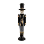 Spooksy™ 14" Resin Skeleton Nutcracker Figurine, Halloween Soldier Statue, Hand Painted Black Gold Nutcracker Ornament for Holiday Tabletop Decoration
