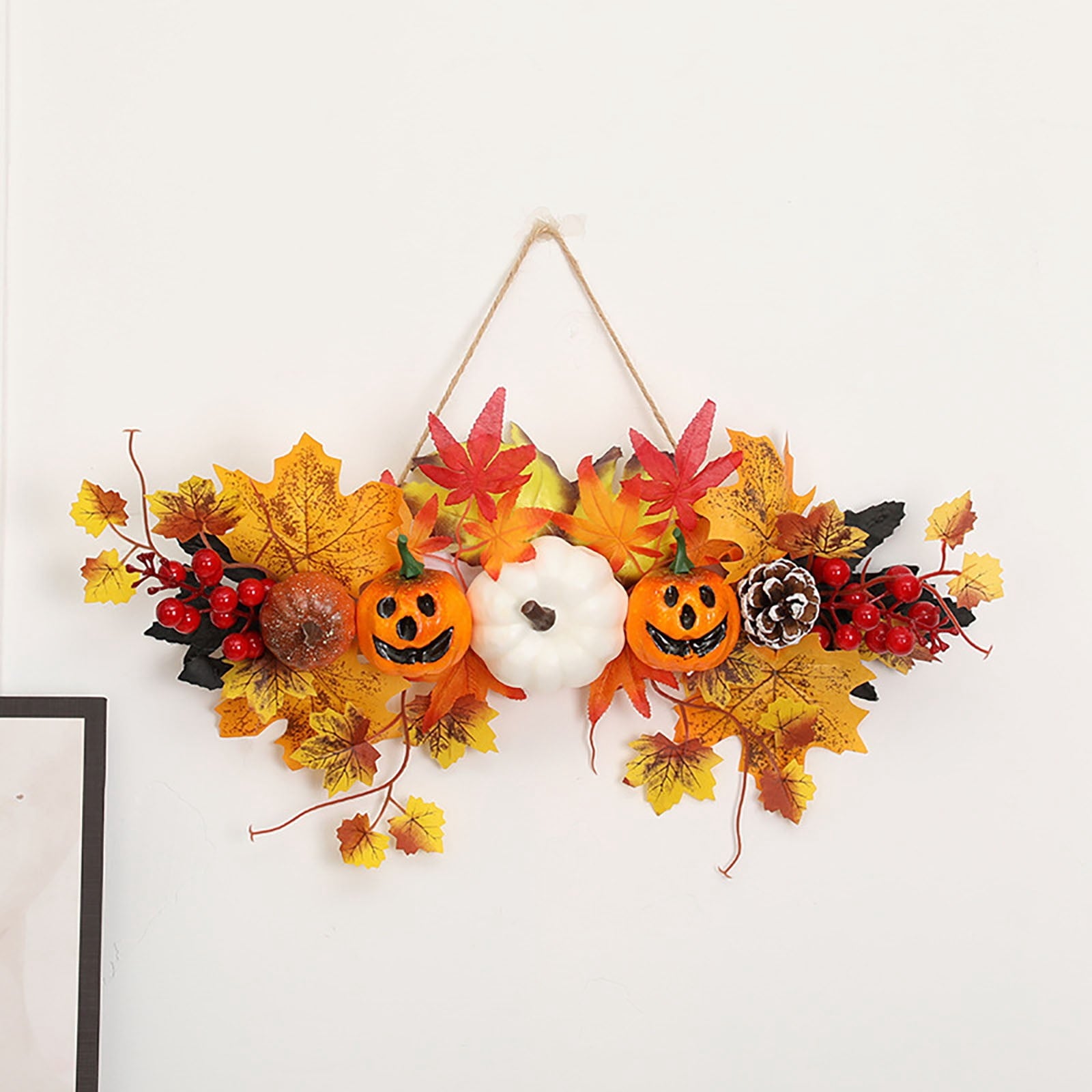 Spooksy™ Gaecuw Halloween Pumpkin Maple Leaf Hanging Decor Fall Festival Wall Ornament for Front Door Party Indoor Supplies
