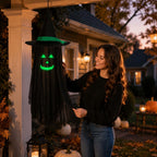 Spooksy™ Halloween Ghost Glow in Dark Outdoor Hanging Ornament 11.8 Inch - Spooky Luminous Pendant with Expressive Face for Yard Porch Tree Party Decor