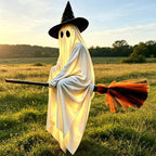 Spooksy™ Halloween Glowing Ornament with Lighted Witch Hat - Flying Hanging Decor for Home Porch Yard, Holiday Scene Prop for Halloween Celebration