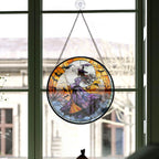 Spooksy™ Holiday Gift - Witch Halloween Witchyations Spooky Xmas Stained Glass Hanging Ornament - Festive Holiday Tree Decoration, Meaningful Christmas Gift for Mom, Dad, Family, Friends