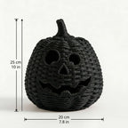 Spooksy™ XHKUYI Halloween Hand-Woven Pumpkin Decorations 10 inch, Happy Haunting Seagrass Plastic Pumpkin Ornament, for Halloween Entryway Tabletop Mantel Haunt House Porch Decor