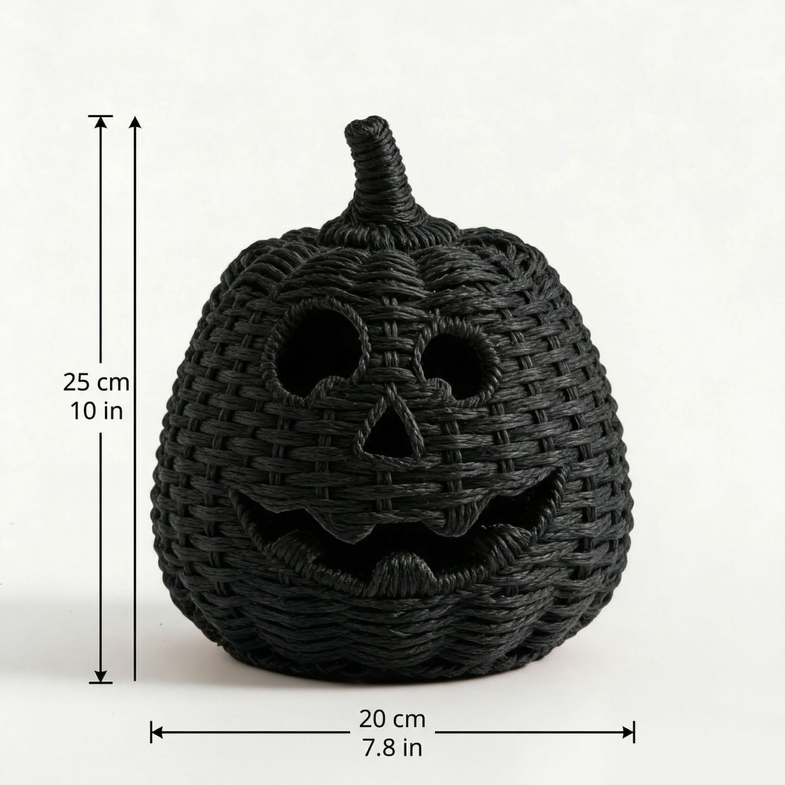 Spooksy™ XHKUYI Halloween Hand-Woven Pumpkin Decorations 10 inch, Happy Haunting Seagrass Plastic Pumpkin Ornament, for Halloween Entryway Tabletop Mantel Haunt House Porch Decor