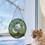 Spooksy™ Boho Panda Among Bamboo Stained Glass Suncatcher Stained Glass Window Hanging Home Decor Garden Halloween Christmas Wedding Housewarming Gifts, Stained Glass Ornament 2025,
