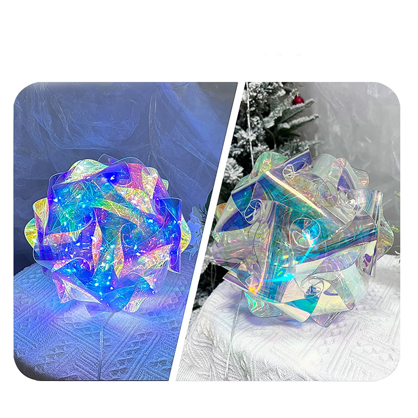 Spooksy™ Twfbrm Christmas LED Light-Prismatic Iridescent Rose 11.8" Light String with Colorful Luminous Decoration Clear Iridescent Ornaments Christmas/Halloween/Valentine Day/Birthday Gifts for Girlfriend