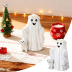 Spooksy™ Hand Painted White Ghost Walking Dog Statue Weatherproof Halloween Ornament for Farmhouse Porch Indoor Shelf Seasonal Decor(Whiteï¼?