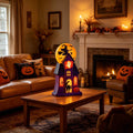 Spooksy™ 11.8 Inch Resin Light Up Spooky Halloween Manor Tabletop Decor Battery Operated LED Witch Ghost Black Cat Pumpkin Scene Lamp Mantel Shelf Indoor Halloween Party Home Seasonal Ornament