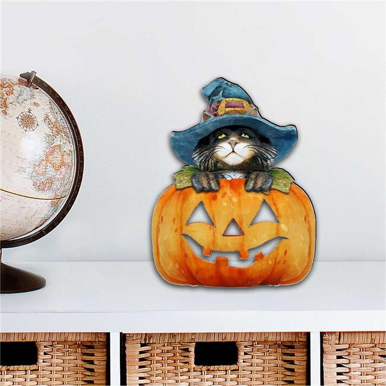 Spooksy™ 12 x 9 in. Black Cat Pumpkin Halloween Outdoor Decor Large Ornaments