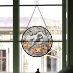 Spooksy™ Christmas Gift - Halloween Chickadee Christmas Stained Glass Hanging Ornament - Glossy Round Holiday Tree Decoration, Xmas Gift for Dad, Mom, Family & Friends, Keepsake 2025