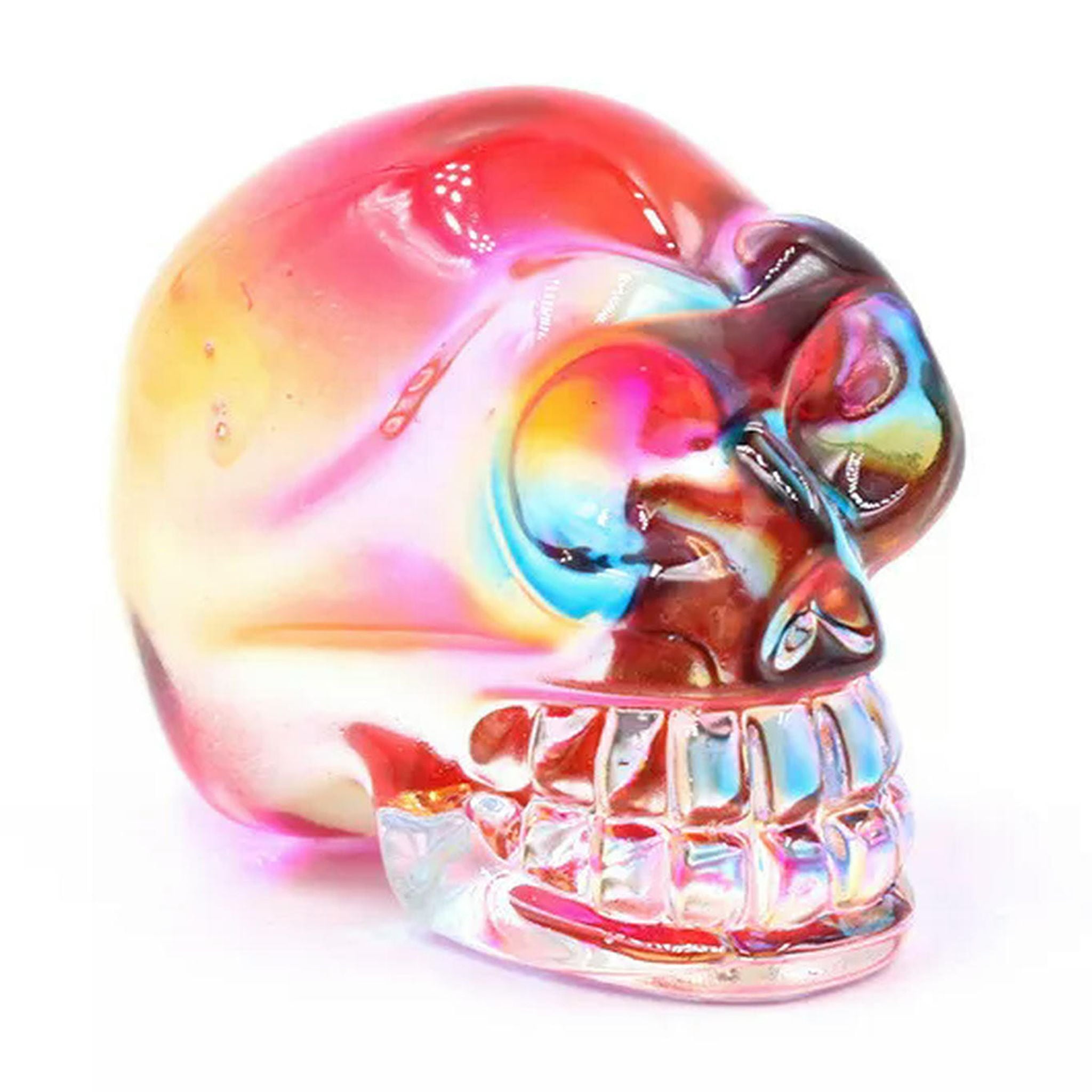 Spooksy™ HOOUN 8pcs 2inch Electroplated Multicolor Carved Skull Crystal Ornaments Halloween