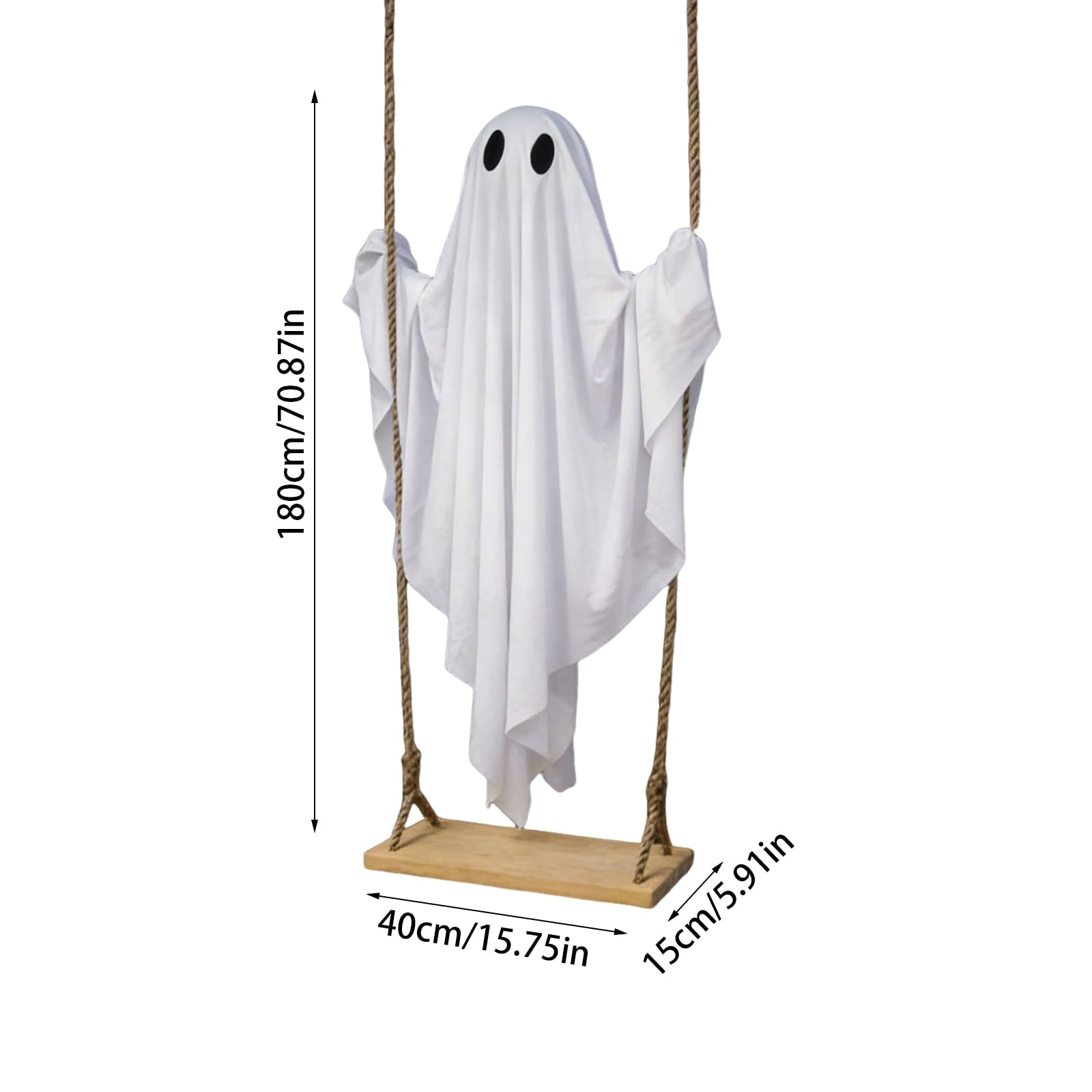 Spooksy™ Hanging Swing Ghost Halloween Ornament, 5FT Cute Spooky Ghost Decor, Outdoor Holiday Decoration for Yard Porch Tree, Ideal Halloween Gift for Family (lamp*1 remote control*1)