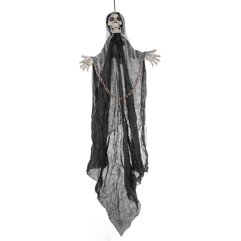 Spooksy™ Ghost Ornaments with Chain, Realistic Terrifying Halloween Hanging Statue, Durable Outdoor Plastic Courtyard Garden Decor, Spooky Porch Terrace Party Scene Prop