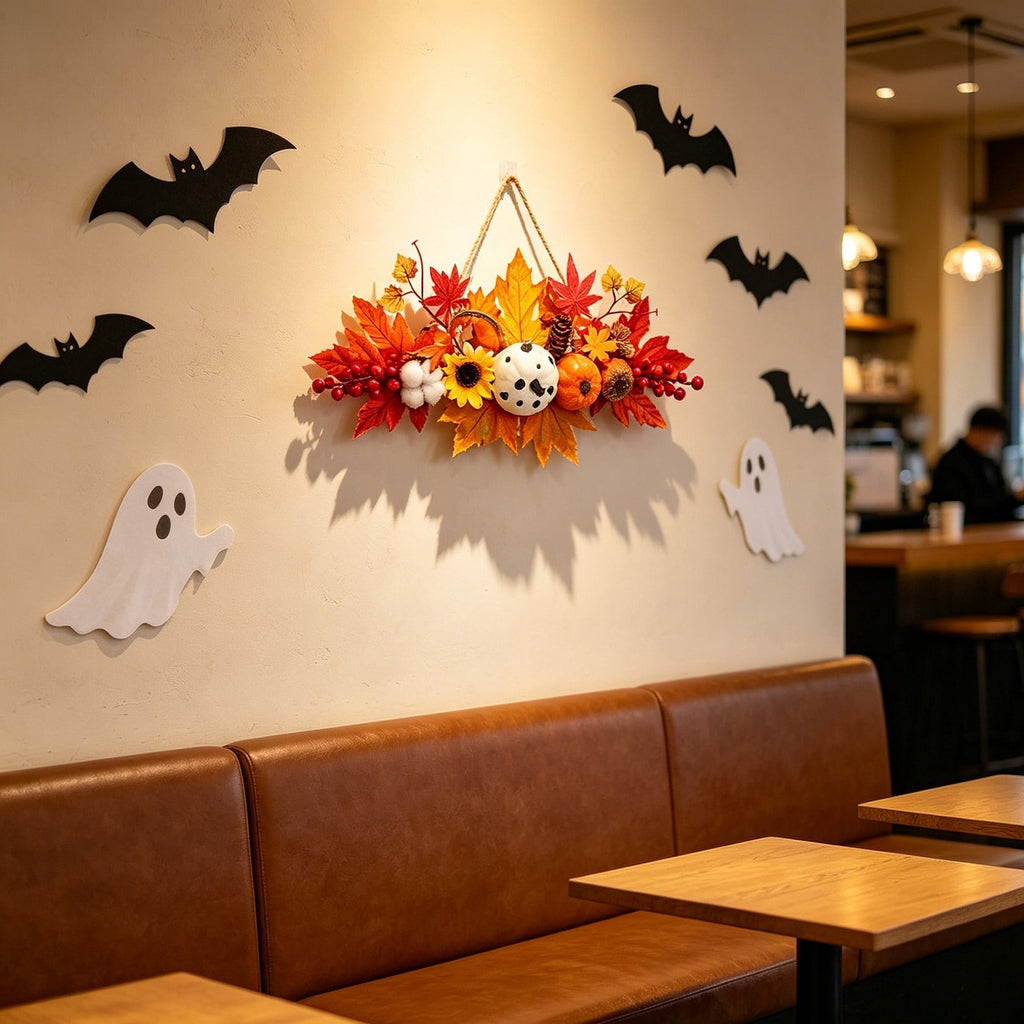 Spooksy™ Gaecuw Halloween Maple Leaf Pumpkin Hanging Ornament Fall Festival Wall Decor for Front Door Party Indoor Supplies