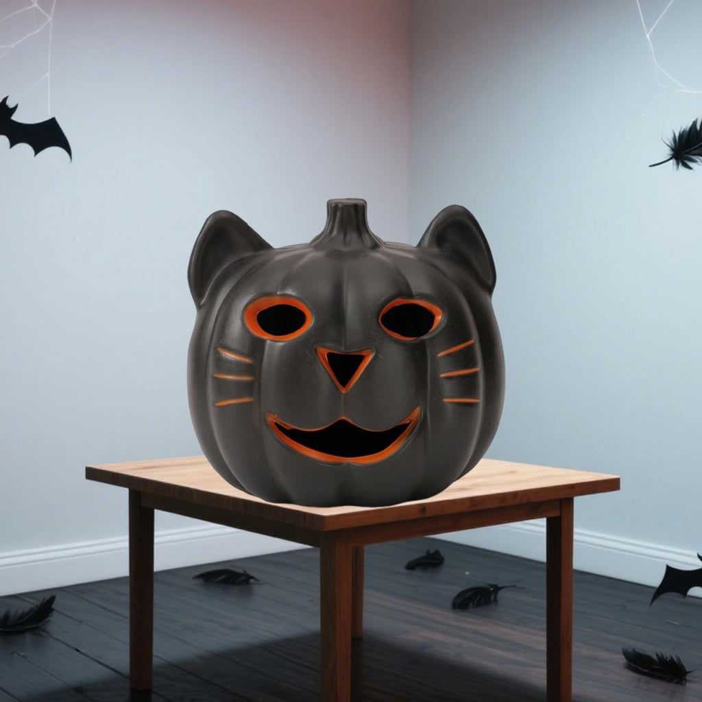 Spooksy™ Halloween Lights Led Luminous Cat Pumpkin Ornament Orange Spooky Halloween Decorations Haunted House Layout Ornament Fall Decorations for Home