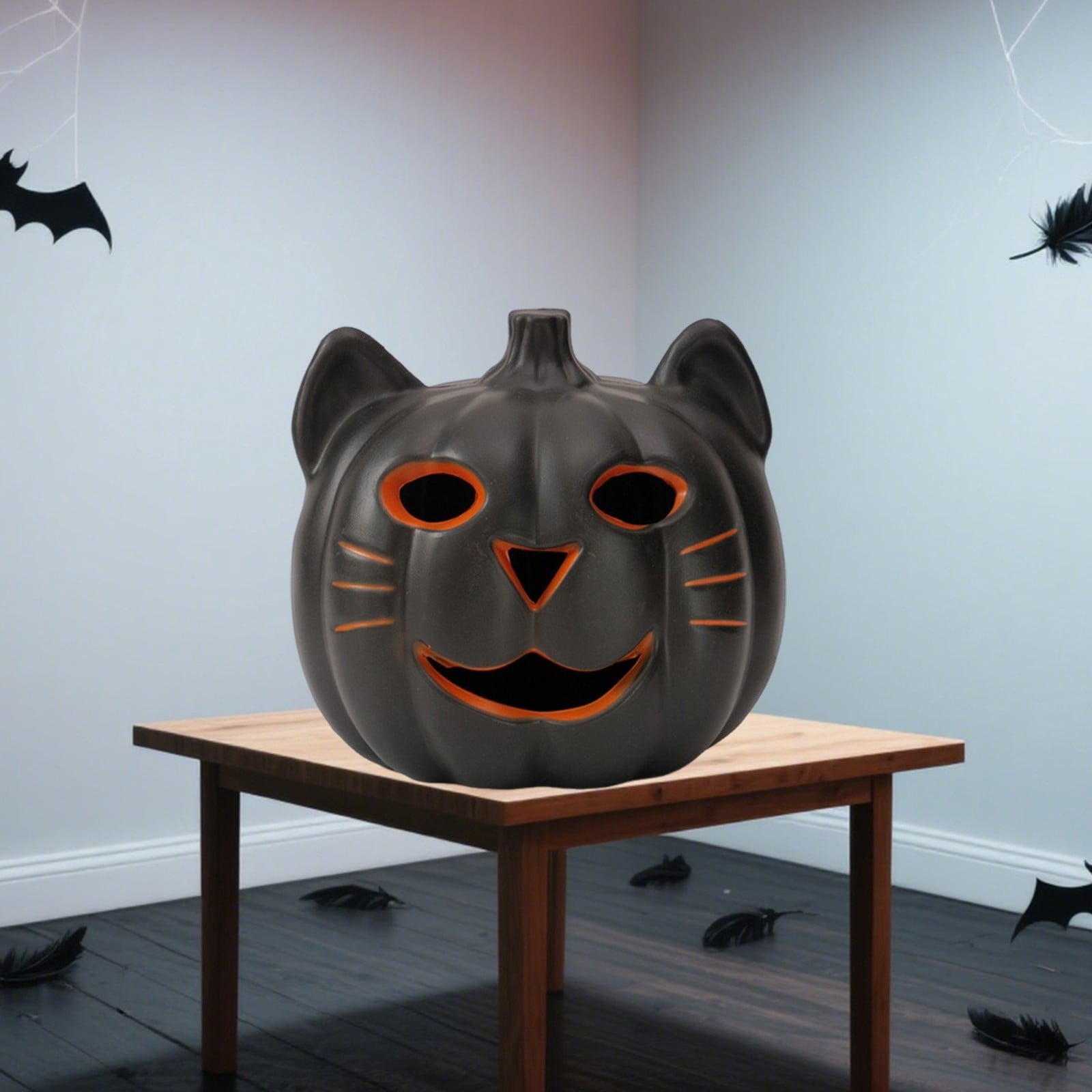 Spooksy™ Halloween Lights Led Luminous Cat Pumpkin Ornament Orange Spooky Halloween Decorations Haunted House Layout Ornament Fall Decorations for Home