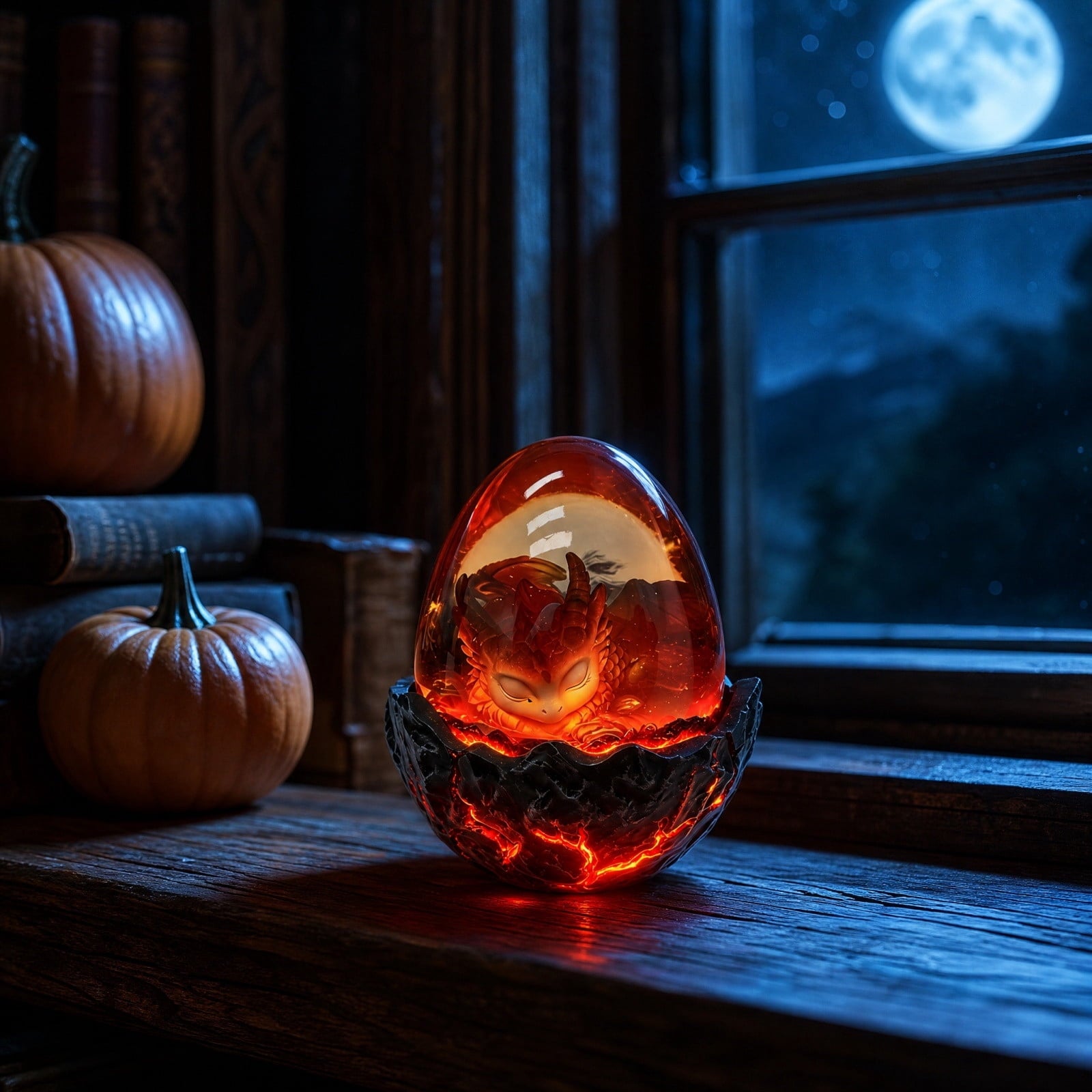 Spooksy™ Kyusrd Led Candlelight Lamp for Halloween Decor,Transparent Lavas Dragons Egg Ornament With LED Breathing Light