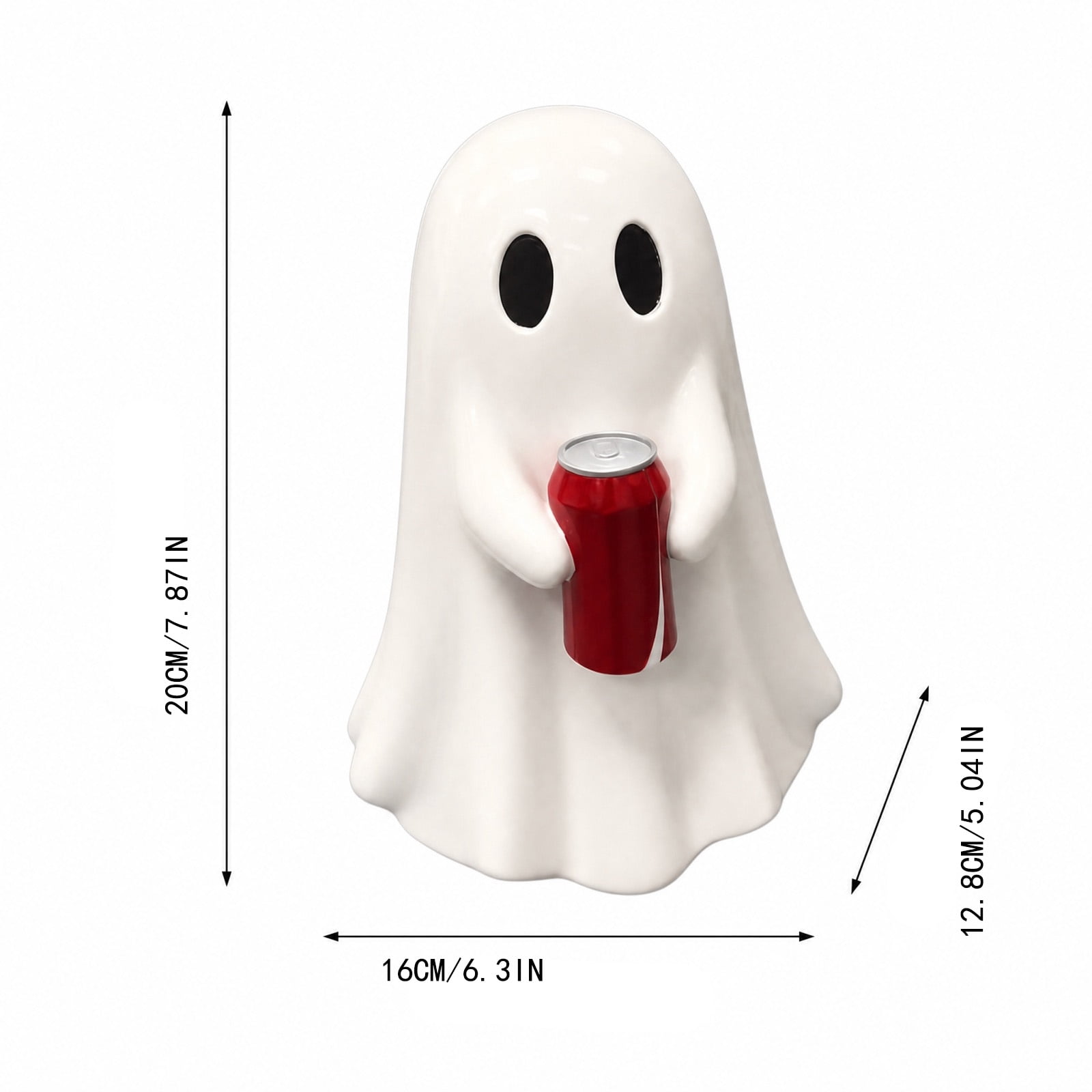 Spooksy™ Halloween Decor Cute Ghost Holding Soda Can Resin Figurine, Halloween Table Decor Spooky Ghost Desktop Ornament, Halloween Ornaments Funny Halloween Decorations for Indoor Home Party Shelf Display-A
