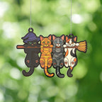 Spooksy™ Lotusprinthandmade Halloween Cat Witch Hat Broom Custom Shape Window Hanging Acrylic Ornament With Acrylic Charm