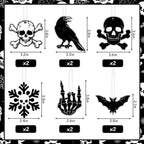 Spooksy™ Black Gothic Christmas Tree Decorations with Scary Skull Christmas Tree Skirt, Large Decorative Tree Topper Bow, 12Pcs Tree Hanging Ornaments for Winter Halloween Xmas Tree Decor