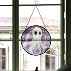 Spooksy™ Modern Christmas Gift - Halloween White Ghost Purple Starss Spooky Stained Glass Hanging Ornament for Christmas - Holiday Tree Decor, Great Gift for Family & Friends, Mom and Dad Edition 2025