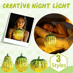 Spooksy™ FantasyFrolic Summerween Green Gradient Glass Pumpkin Lantern, LED Electronic Glowing Ornament for Halloween Party Home Decor B