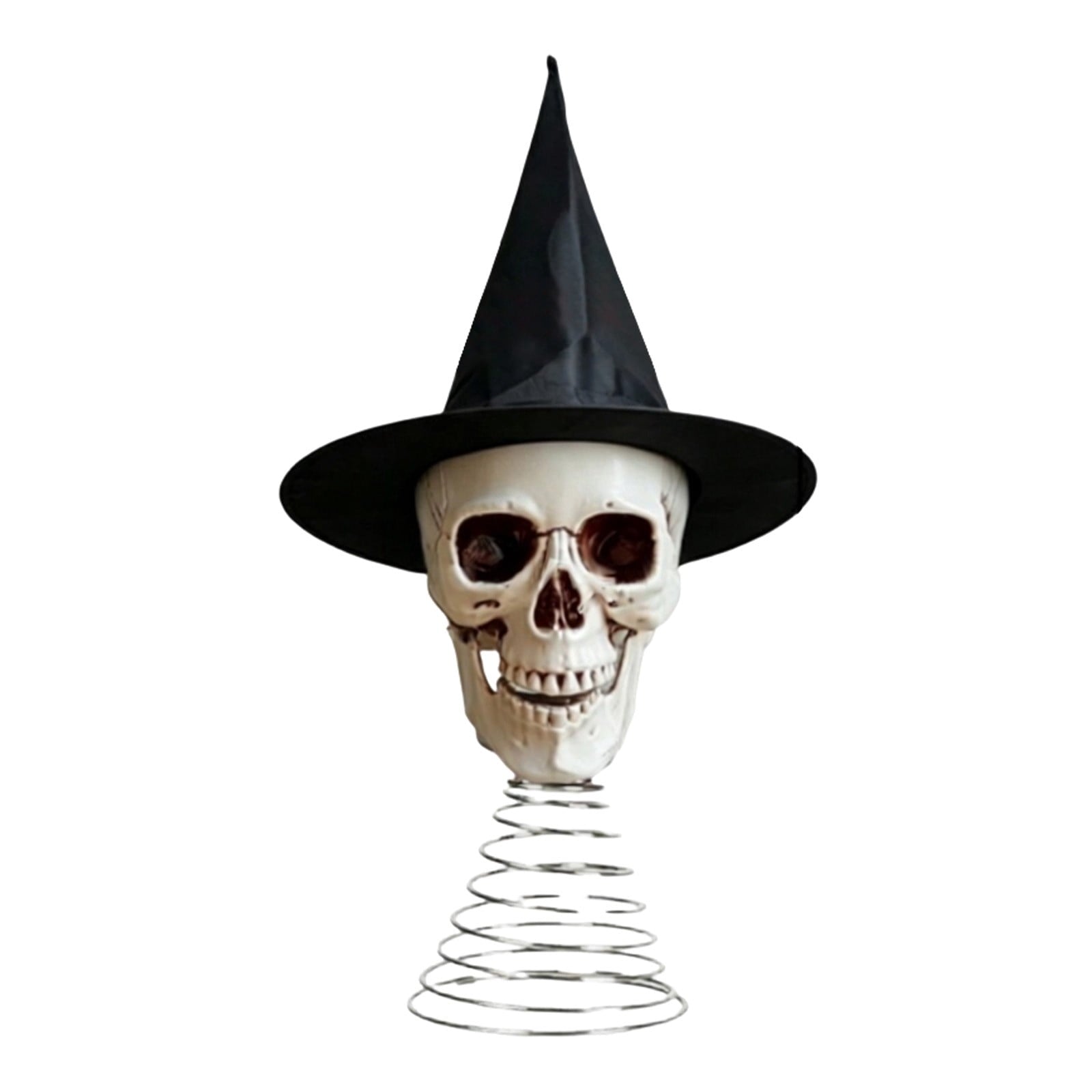 Spooksy™ 2 PCS Halloween Skull Ghost Miniature Tree Topper 9.84x 14.96 Inch, Spooky Skeleton Head with Witch Hat Ornament, Mini Christmas Tree Decor for Home Halloween Party DIY, Garden Lawn Party Decoration