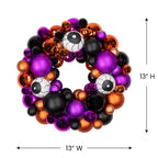 Spooksy™ Northlight Eyeballs and Shatterproof Ornaments Small Halloween Wreath - 13" - Purple and Black -