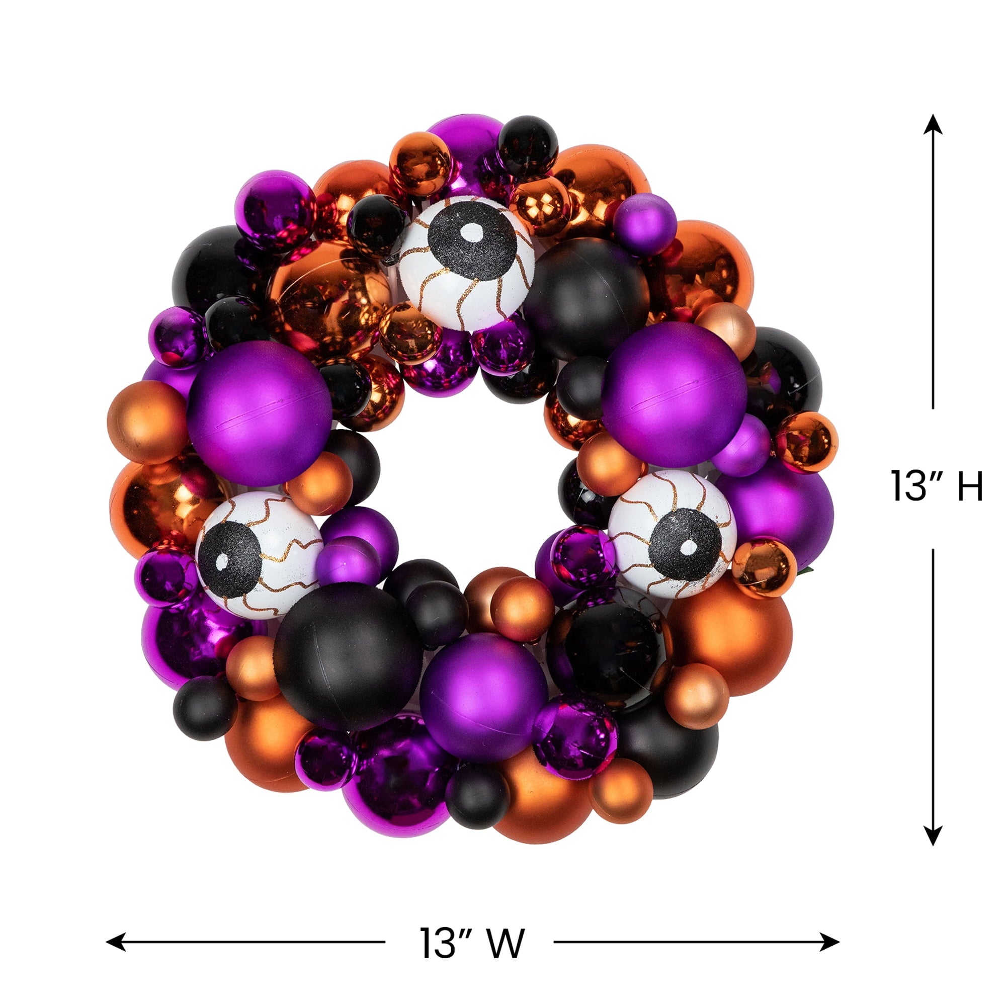 Spooksy™ Northlight Eyeballs and Shatterproof Ornaments Small Halloween Wreath - 13" - Purple and Black -