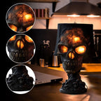 Spooksy™ HAHUT Halloween Lava Stone Skull Table Lamp, Gothic Resin Skeleton Statue Ornament for Halloween Anniversary Valentines Birthday Gifts