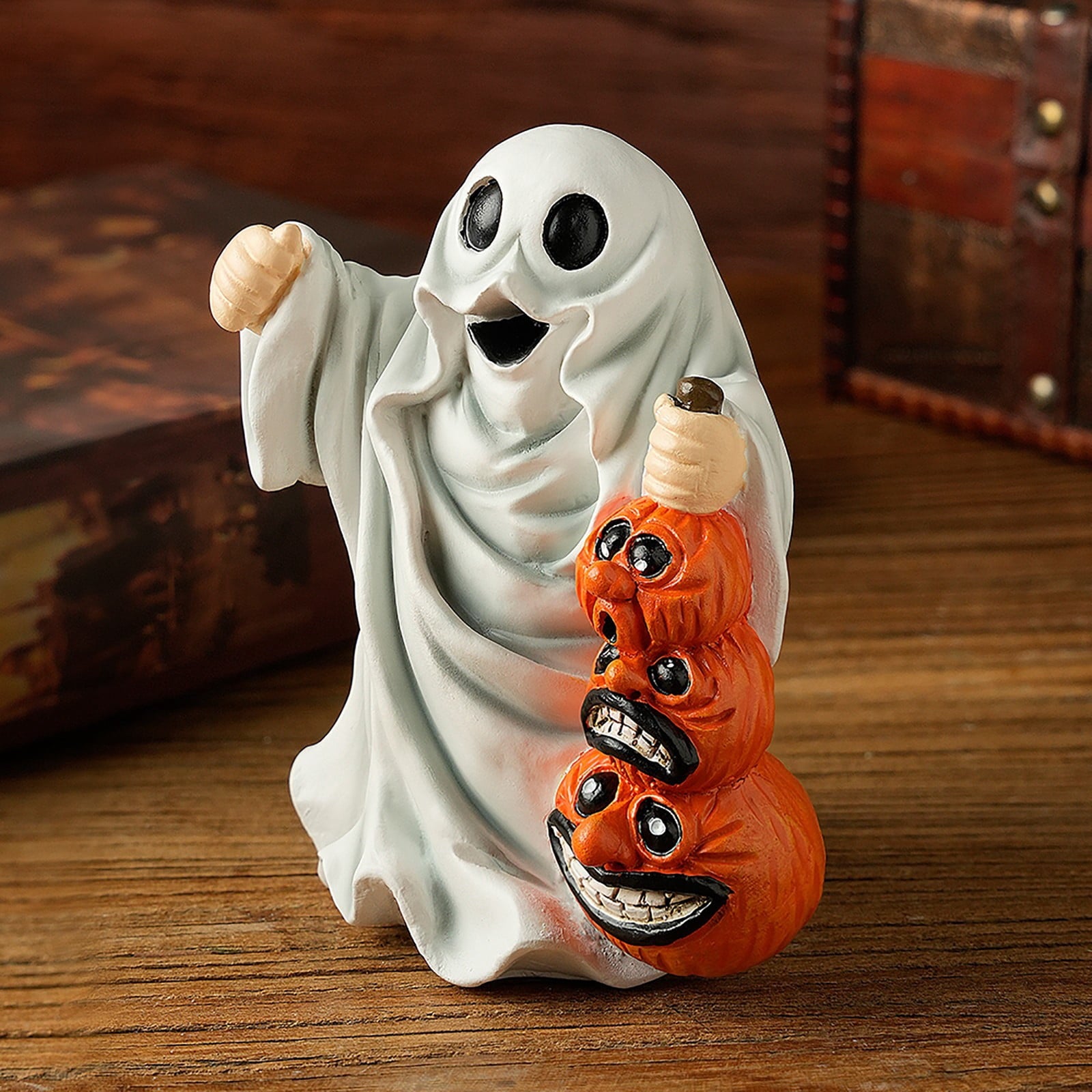 Spooksy™ Halloween Haunted Ghost Pumpkin Ornaments â?? Bold Silhouettes with Creepy Shadows, Halloween Decorations for Snack Tables, Dessert Stations & Halloween Party Setups â?? great for Halloween Parties