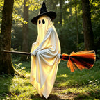Spooksy™ Halloween Glowing Ornament with Lighted Witch Hat - Flying Hanging Decor for Home Porch Yard, Holiday Scene Prop for Halloween Celebration