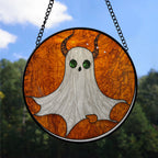 Spooksy™ Modern Christmas Gift - Halloween White Ghost Blue Tearss Spookys Stained Glass Hanging Ornament - Classic Christmas Tree Decoration, Holiday Gift for Dad, Mom, Friends, Family