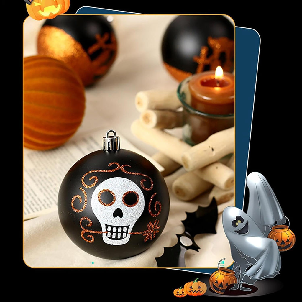 Spooksy™ Halloween Ornaments for Tree - 9 Pieces Spooky Gothic Hanging Pendant Balls, Shatterproof ABS Indoor Halloween Decorations for Hoe & Office Decorm
