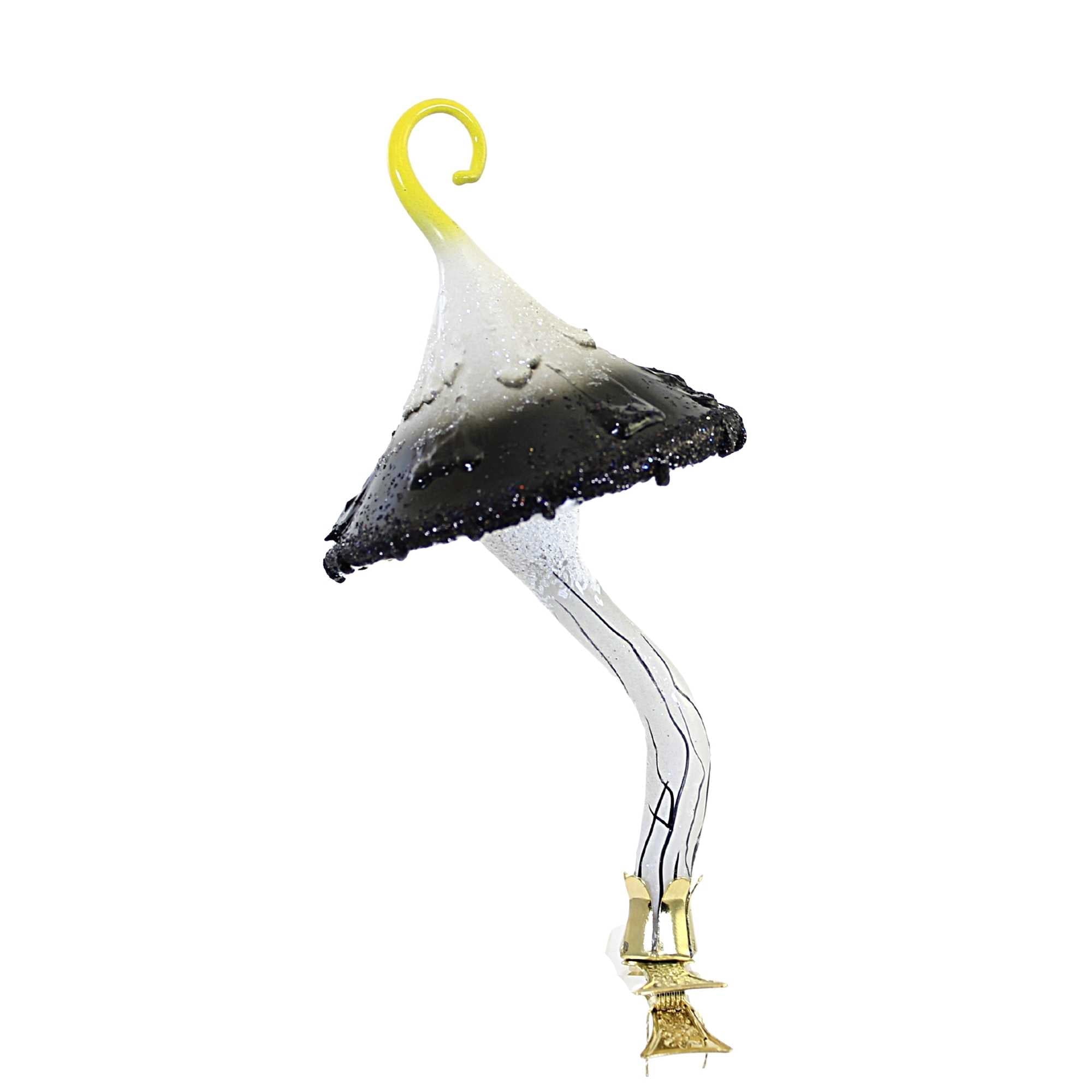 Spooksy™ Black & White Magic Mushroom - 1 Glass Ornament 7 Inch, Glass - Ornament Shrrom Clip Halloween 2022-204