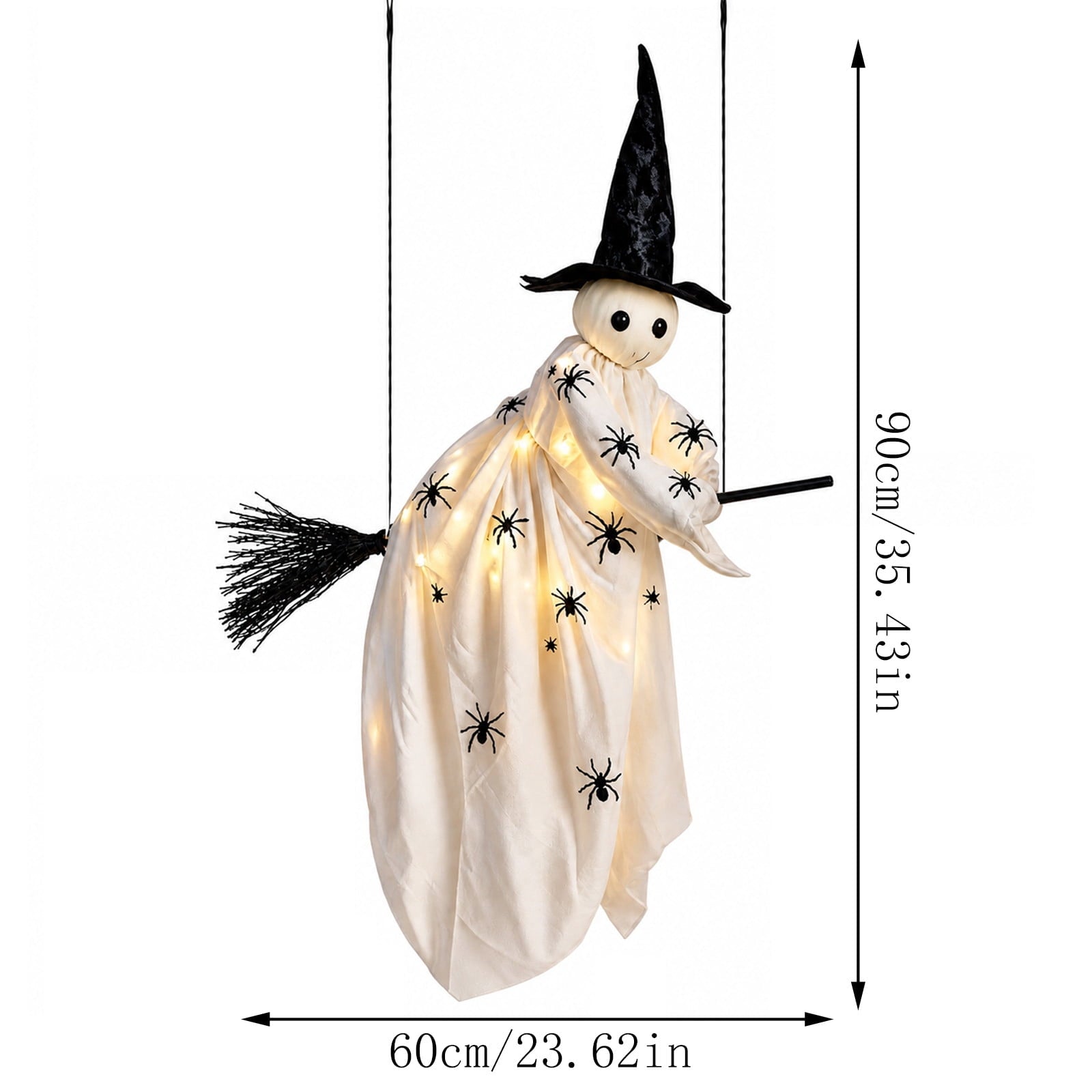 Spooksy™ Halloween Flying Ghost Decorations, Large Hanging Ghost Ornament with Weather Resistant Design and Swinging Effect, Spooky Outdoor Yard Decor for Porch Tree Garden Party House Decoration-B