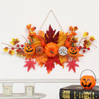 Spooksy™ Gaecuw Halloween Maple Leaf Pumpkin Hanging Decor Fall Festival Wall Ornament for Front Door Party Indoor Supplies