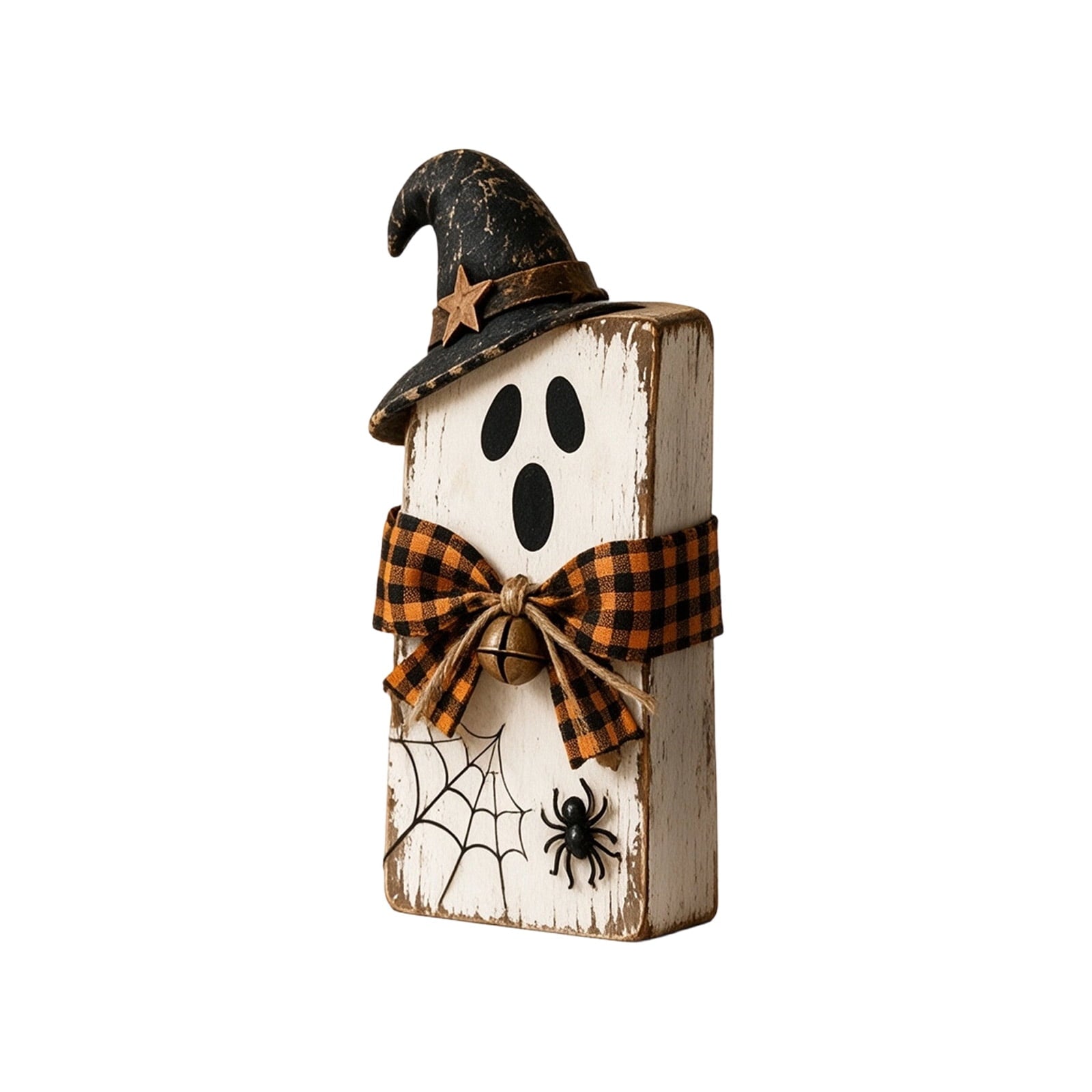 Spooksy™ PLLFRLRT Wooden Halloween Decorations Set Of 3 Fall Mantel Decor Ornaments Farmhouse Tabletop Signs with Witch Hat