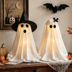 Spooksy™ 2PCS Halloween Ghost Light Set Decoration, Cute Ghost Light up for Home Halloween Party Tabletop Kitchen Counter Fireplace Mantle Decoration