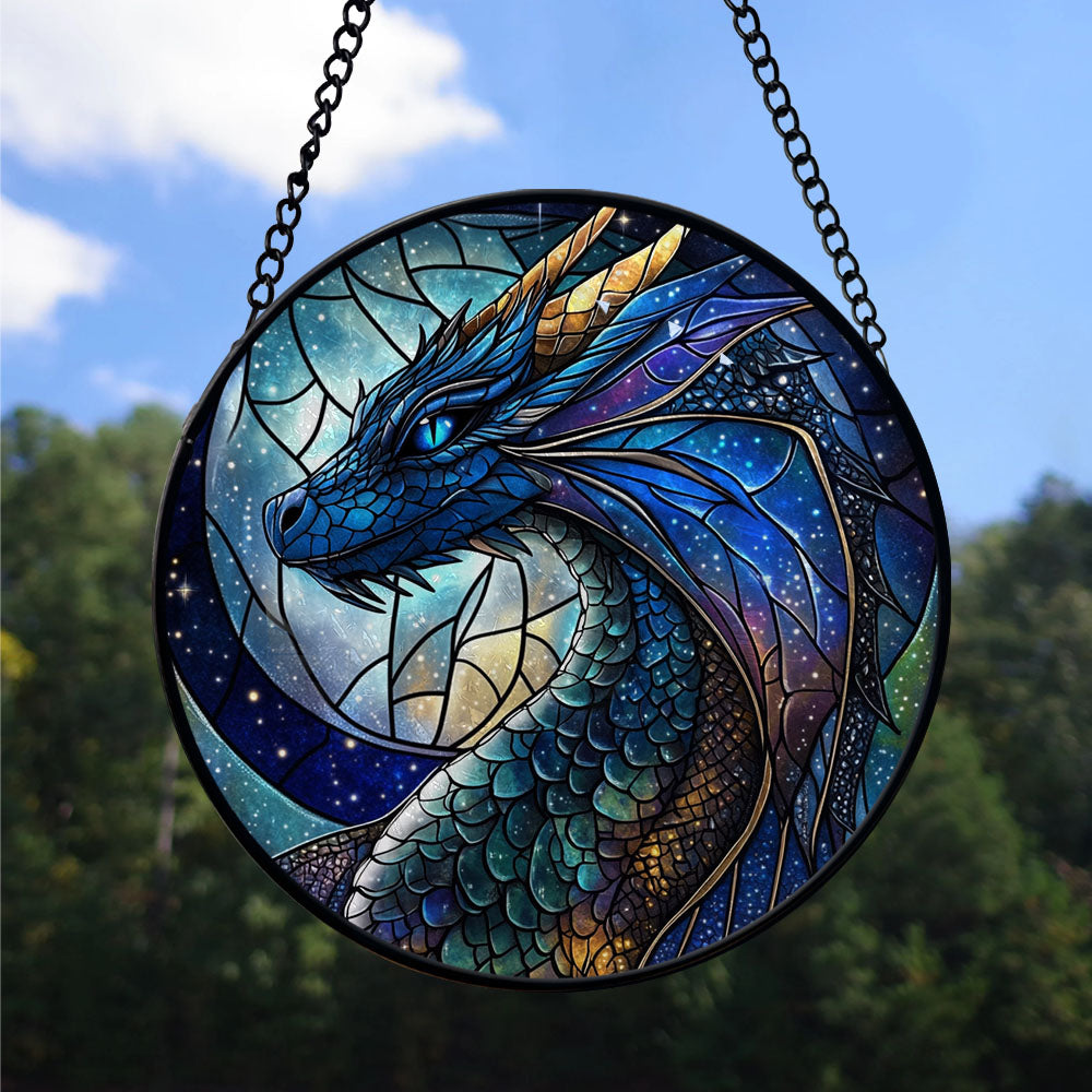 Spooksy™ Luxury Christmas Gift - Celestial Dragon Hanging Halloween Fall Stained Glass Hanging Ornament - Candy Cane Stripe Christmas Tree Decor, Holiday Gift for Mom, Dad, Friends, Family
