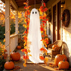 Spooksy™ Nnndbs Maple Leaf Mesh Ghost Hanging Ornament, Halloween Autumn Leaf Decor for Window Door Display, Spooky Fall Home Accent`