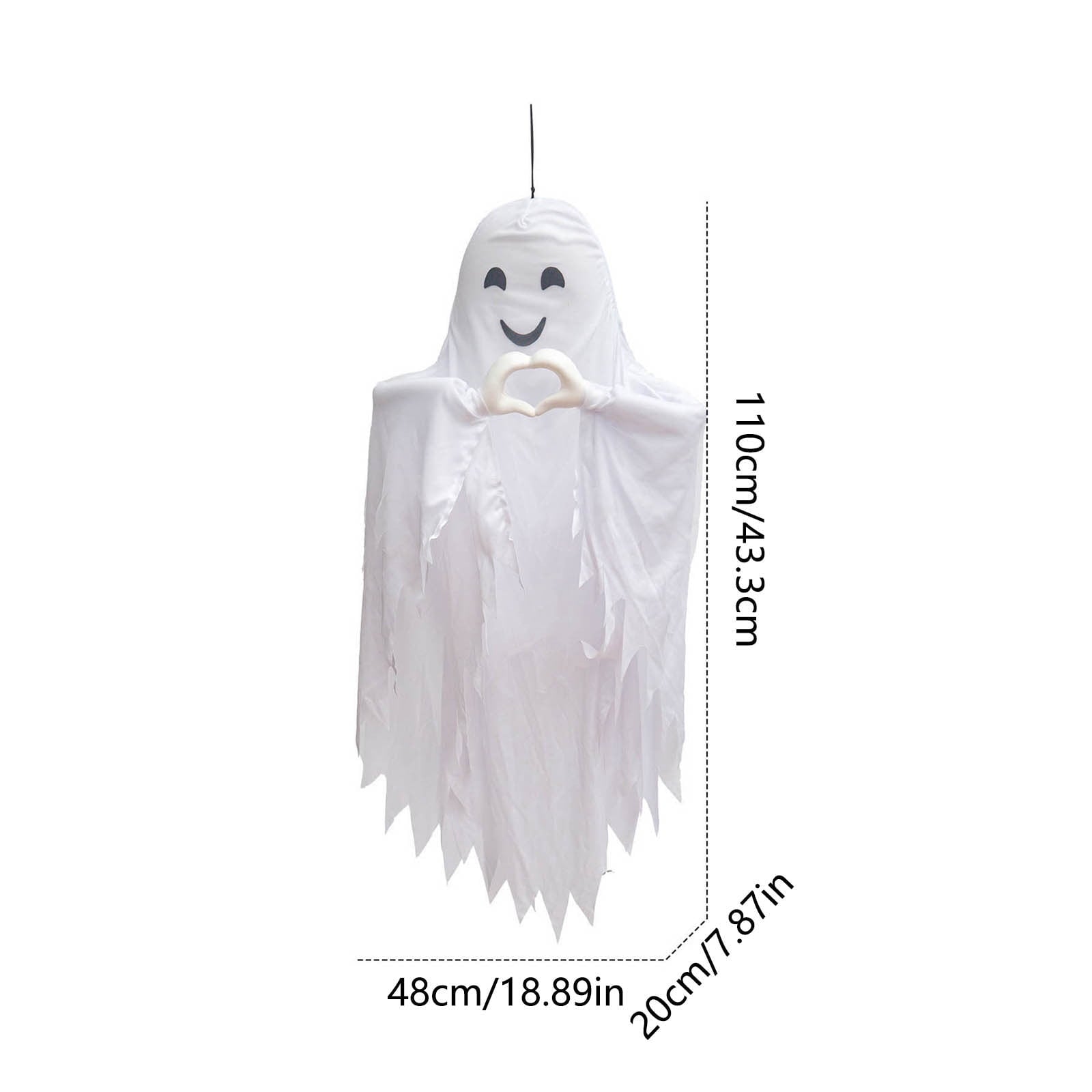 Spooksy™ Roiihwy Halloween Decorations White Ghost Ornament, Voice Activated Talking, Indoor Outdoor Decorative, 43.3x18.9x7.9in Multicolor