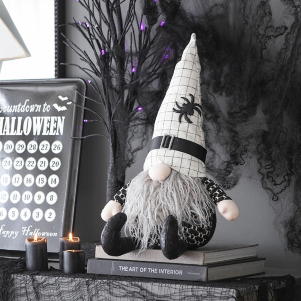 Spooksy™ Tcbosik 2 Pack Gnome Halloween Ornaments, Halloween Gnomes Decoration with Witch Hat, Lovely Fall Gnome Gifts for Friends Family, Black & White