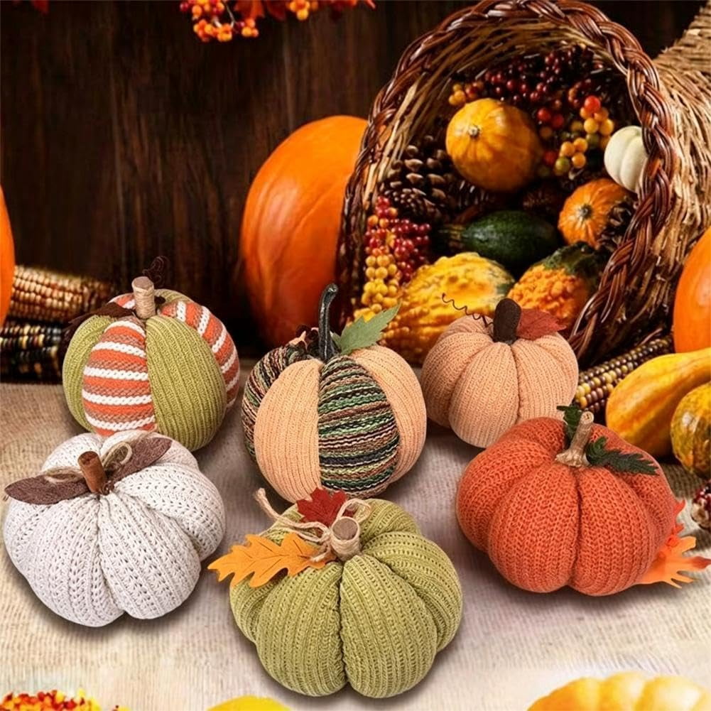 Spooksy™ Knitted Pumpkin Decor, Fall Harvest Crochet Pumpkins, Cute Knit Pumpkin Ornaments for Halloween Thanksgiving Home Decor, Fall Room Mantel Table Decoration (RL)