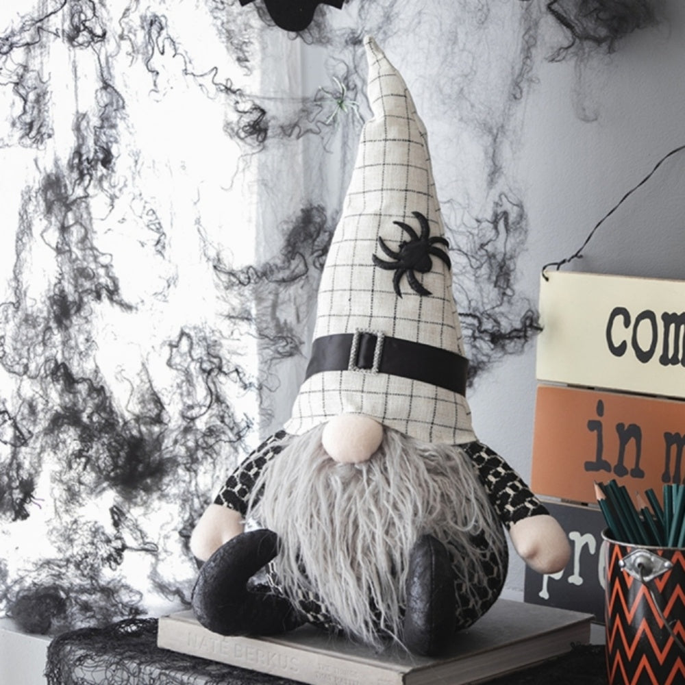 Spooksy™ Tcbosik 2 Pack Gnome Halloween Ornaments, Halloween Gnomes Decoration with Witch Hat, Lovely Fall Gnome Gifts for Friends Family, Black & White